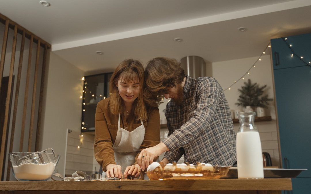 christmas celebrations in kitchen